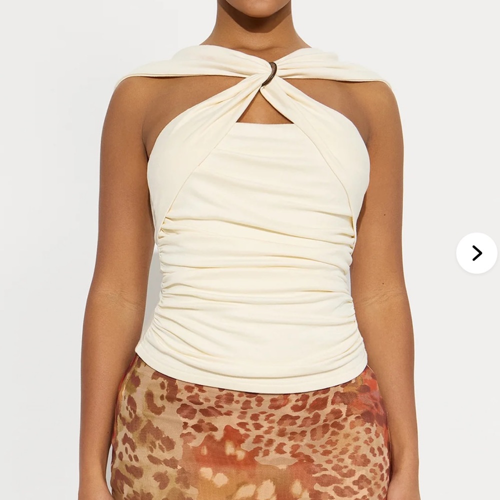 Ivory Ruched Off Shoulder Top